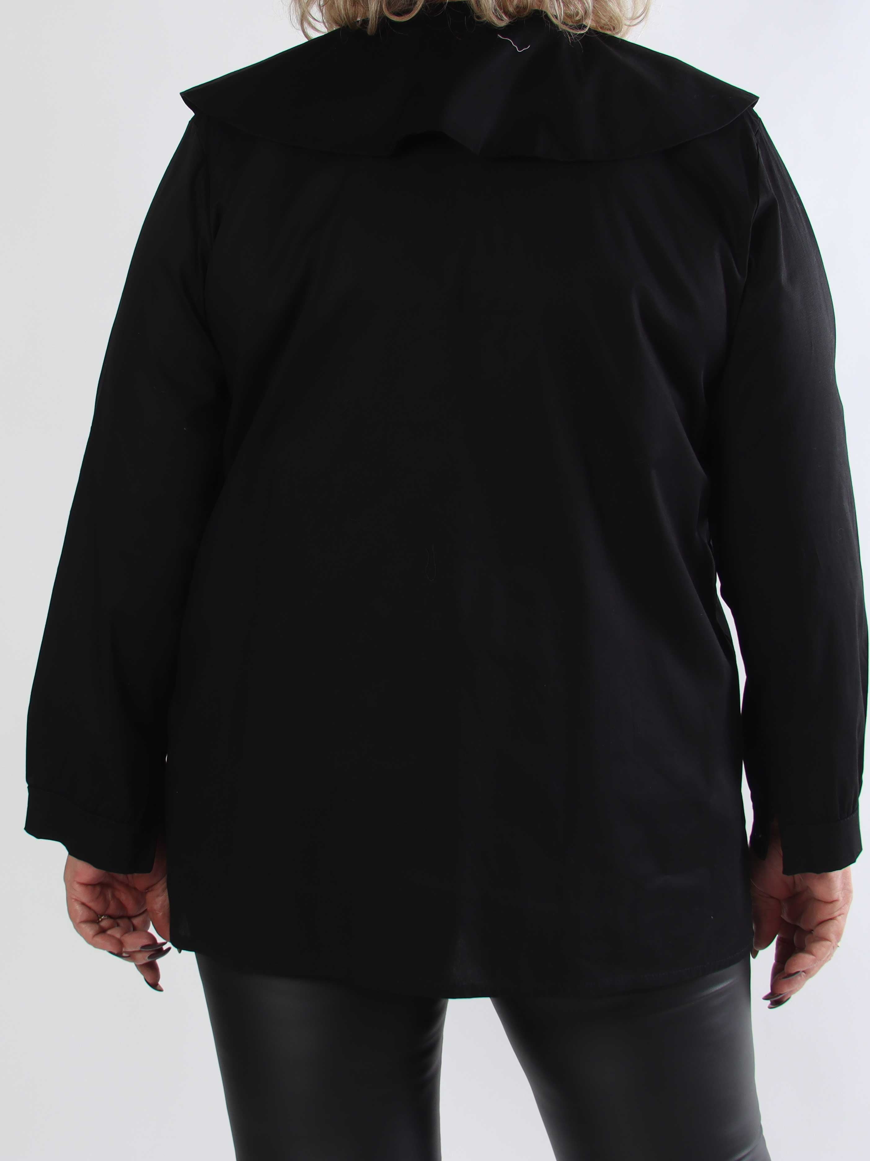 Venezia - Plus size skjorte i bomuld med stor krave og fint bindebånd